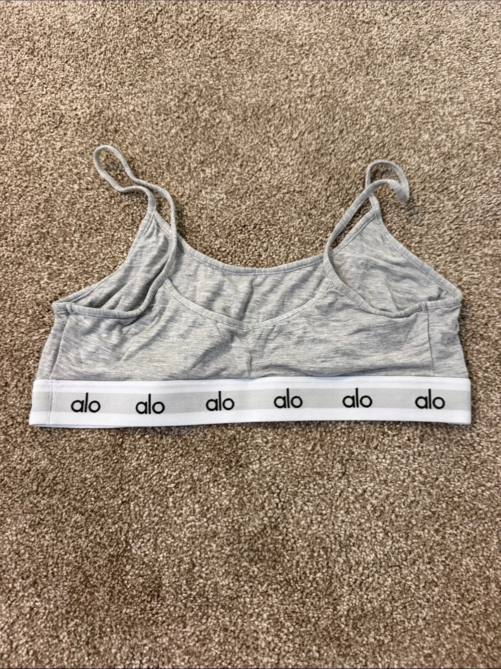 ALO Yoga Light Gray Bralette with Logo Elastic Band size S